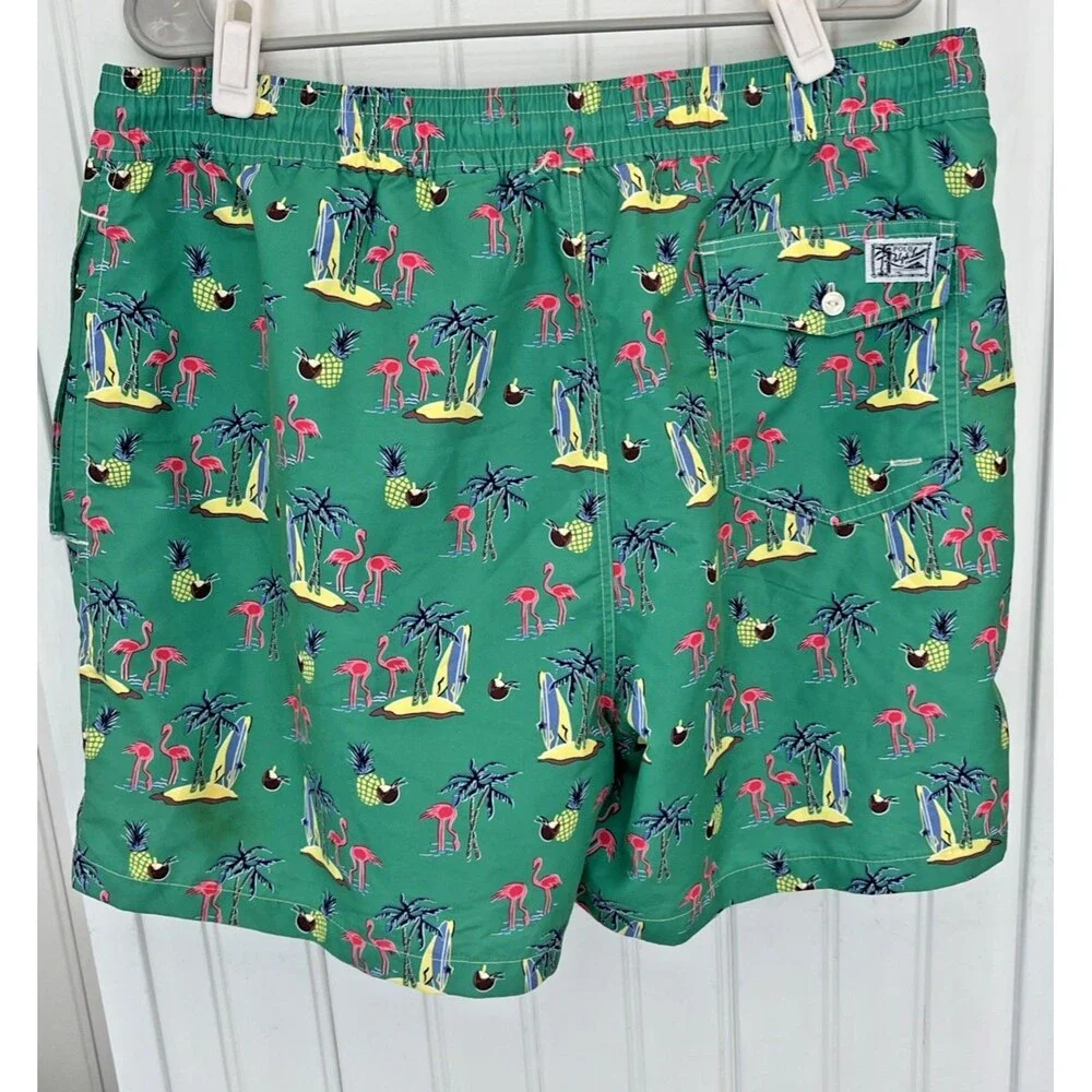 Polo Ralph Lauren Men's XXL Swim Trunks Flamingo Surf Palm Trees Pockets